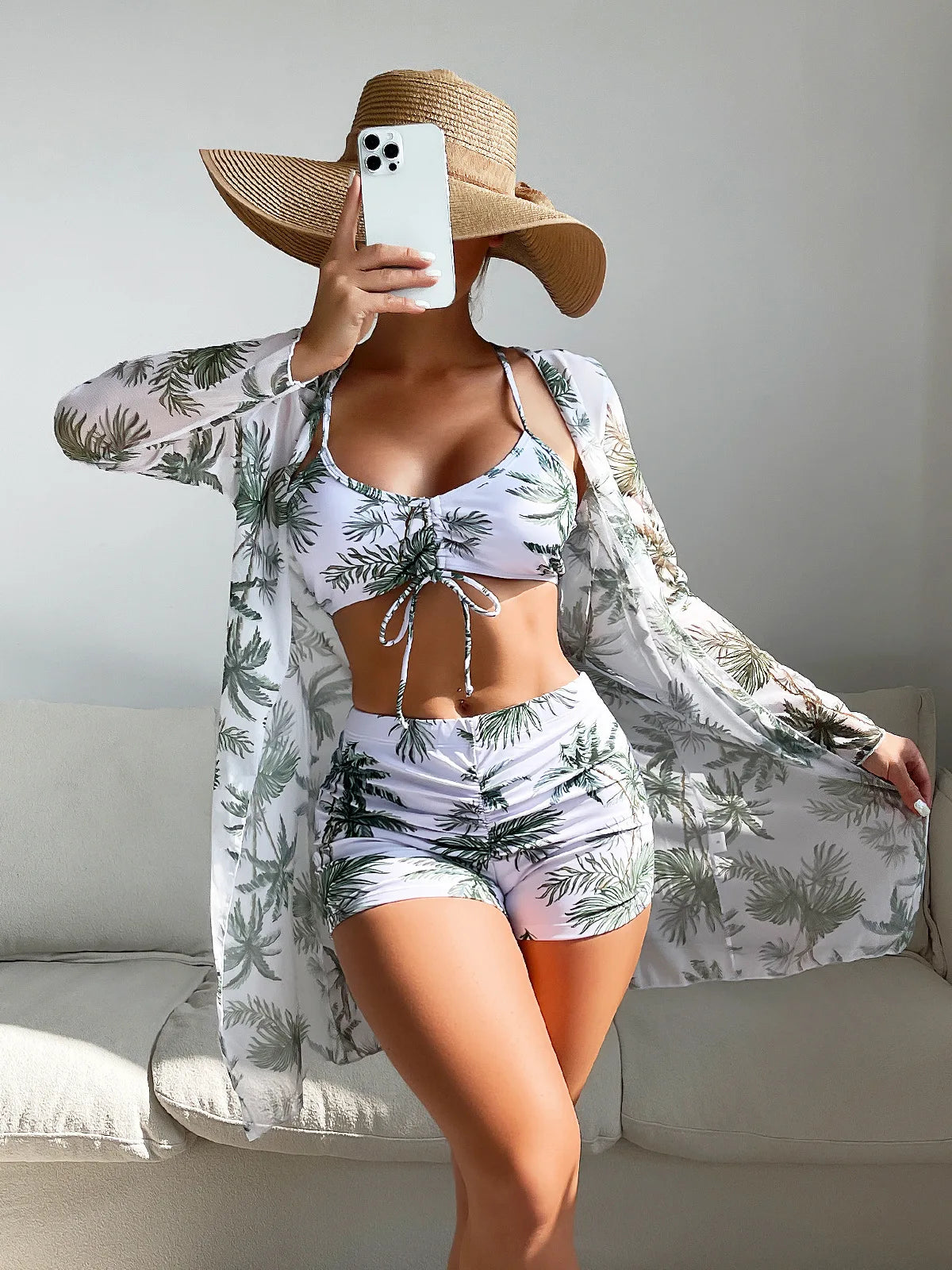 Print Three-Piece Swimsuits Tankini Sets Female Swimwear Push Up For Beach Wear Bathing Suits Pool Women's Swimming Suit