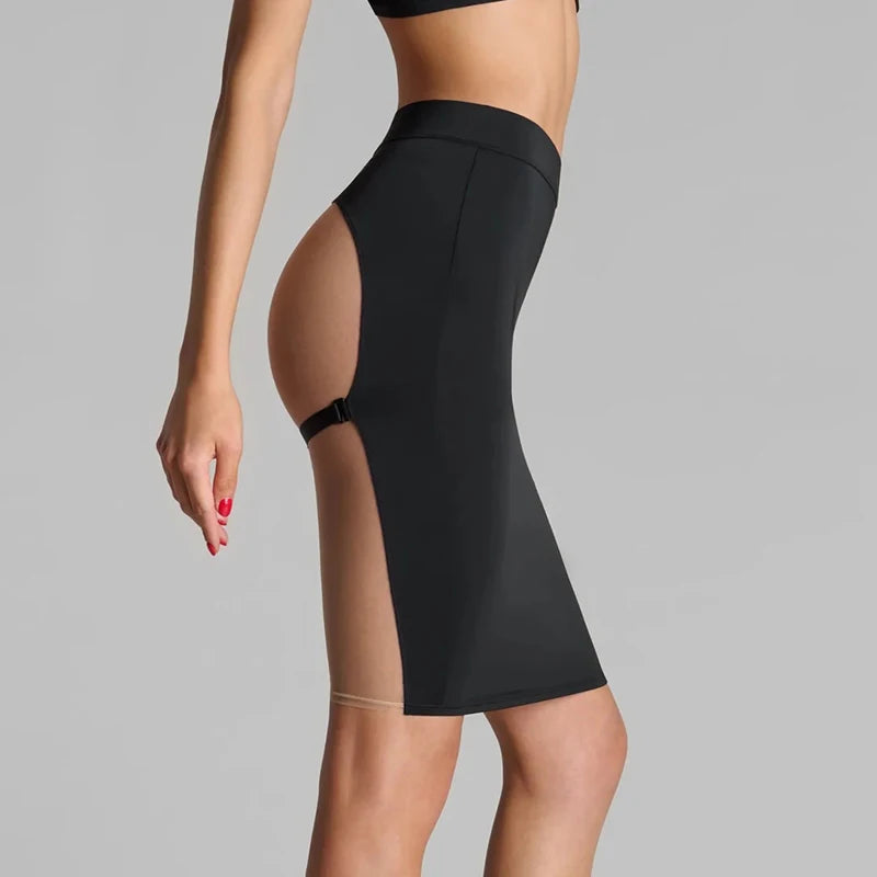 New Black Waist Hugging Tight Skirt with Sexy Exposed Buttocks Design for Summer 2026 Beach Bikini Design Skirts Women's Clothin
