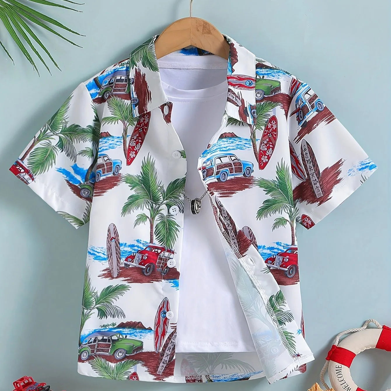 Boy's Hawaii Shirt Children's Clothing Casual T-Shirt for a Boy Short Sleeve Button Baby Summer Clothes Children's T-Shirt Girls