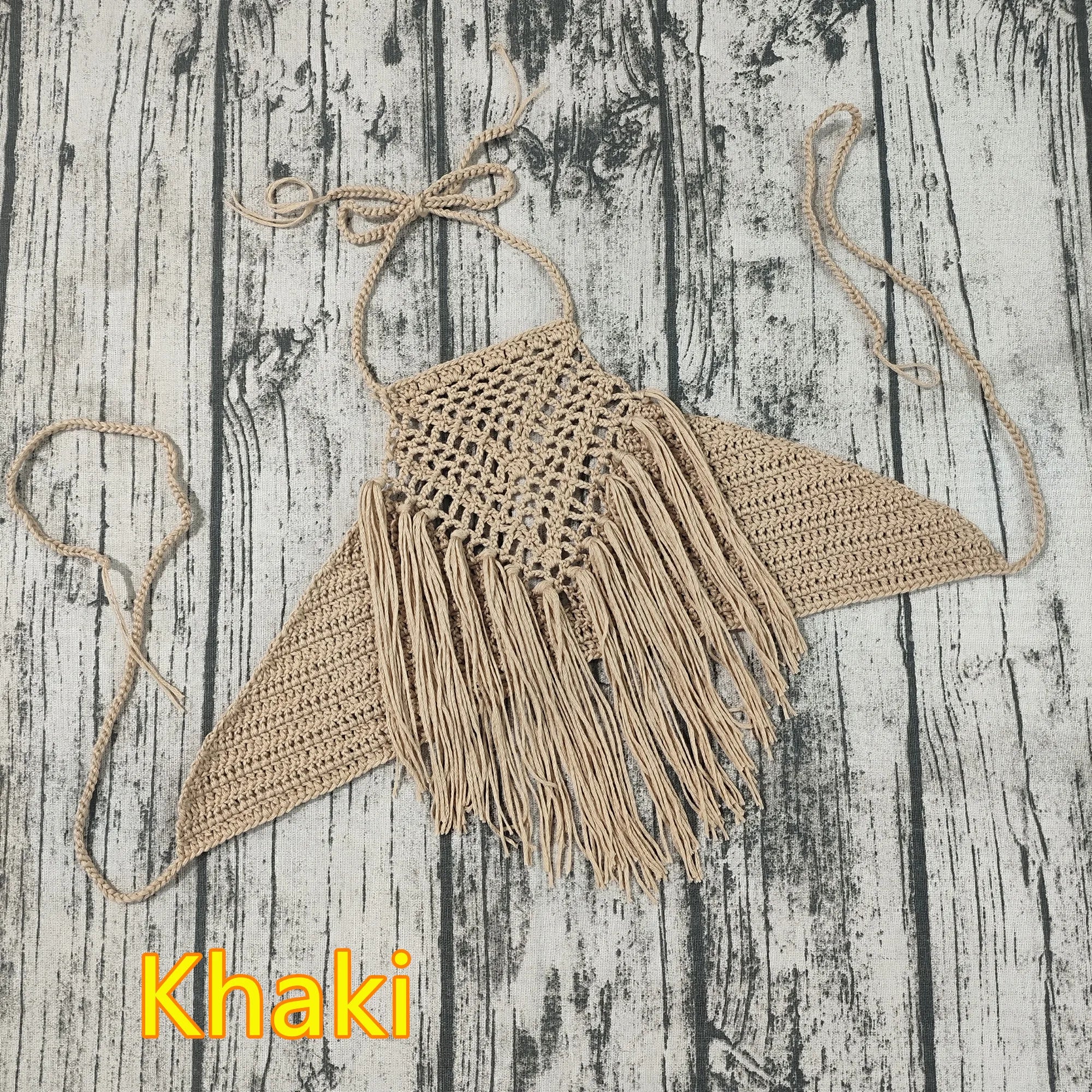 Handmade Crochet Lace Knit Boho Beach Bikini Cami Tank Crop Top Halter