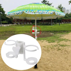 Beach Umbrella Drink Holder - Portable Cup Tray for Poolside/Boating, Plastic Patio Accessory with Adjustable Clamp for Parasols