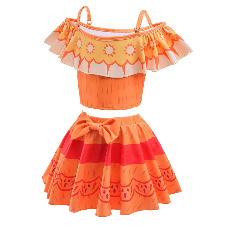 Encanto Cosplay Mirabel Isabela 2Pcs Tops Skirt Set Girls Dolores Luisa Pepa Bikini Swimwear Children Print Beachwear Costumes