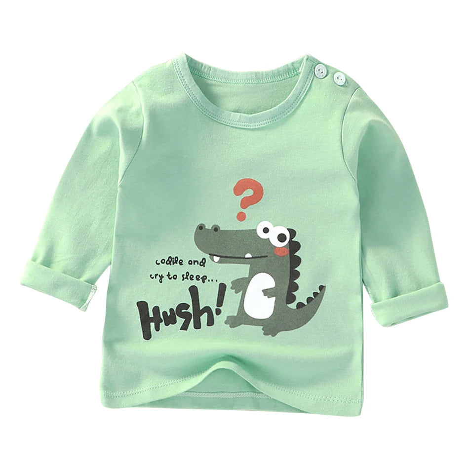 Durable Children Cotton Long Sleeve Dinosaur Pattern Print Shirts Suitable Boys and Girls Autumn Winter Playtime and School Days