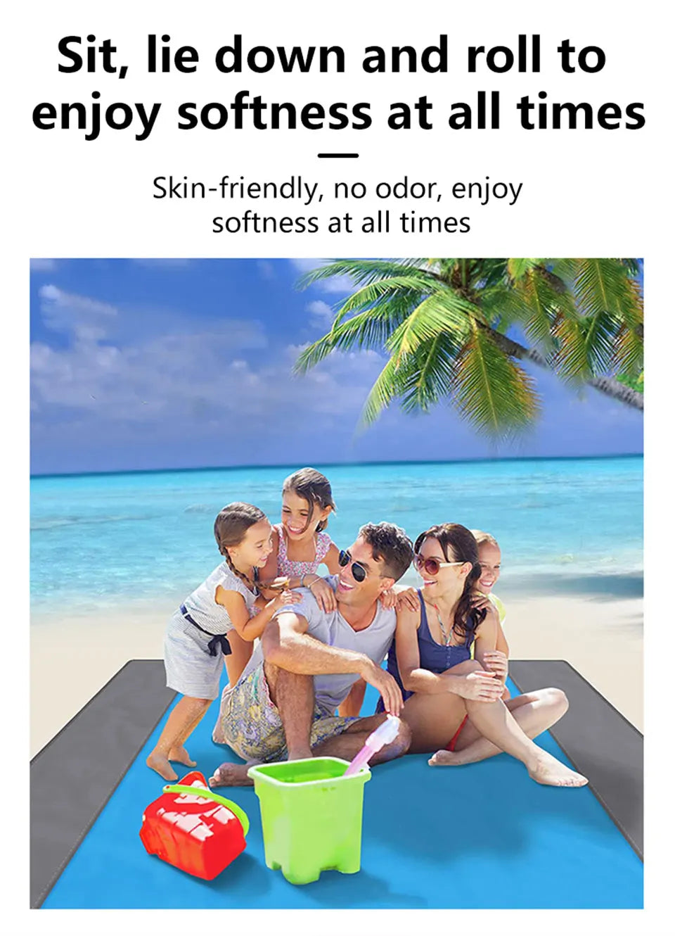 200*210cm Portable Sandproof Beach Mat Beach Blanket Waterproof Quick Drying Lightweight Picnic Mat for Travel Camping Hiking