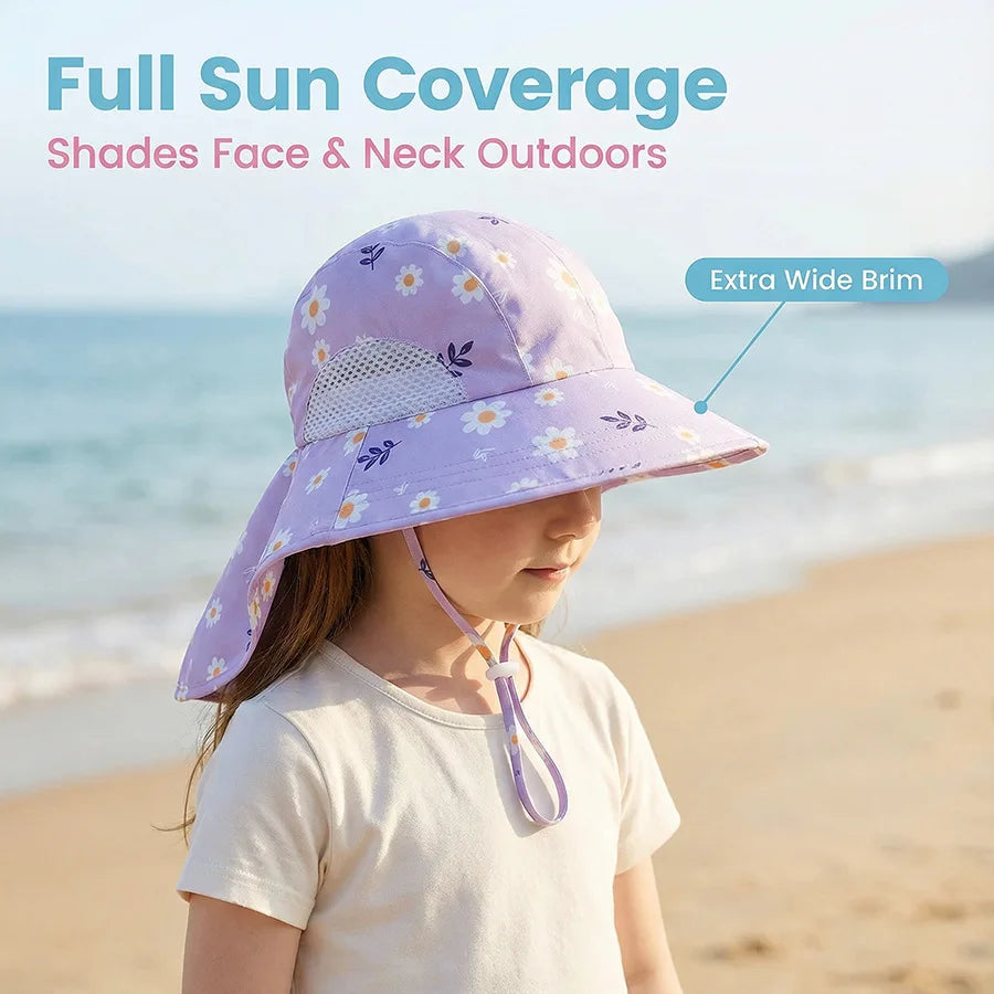 Side Net Fabric Children's Sun Hat with Side Mesh, Sun Hat for Protection From The Sun, Sunshade Shawl Hat, Original Large Brim