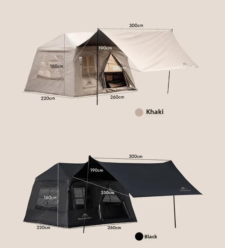 MOUNTAINHIKER 3-5 Person Portable Camping Tent Waterproof Family Beach Tent Quick Opening, Anti-UV Hand Air Pump Inflatable Tent