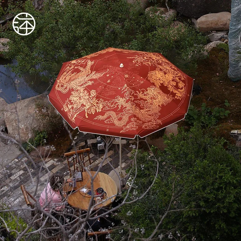 Chinese Style Garden Patio Umbrella Windproof Strong, Portable Camping Beach Umbrella UV Protection, Big Size Sun Patio Umbrella