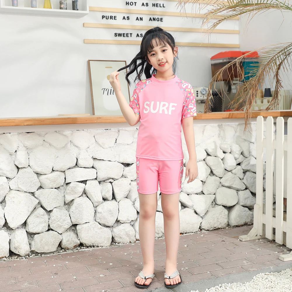 Kids Boy Swimsuit Cool Summer Children Board Shorts 3pieces Boys Swimwear Beach Surfing Girls Swimwear Bathing Suits with Hats