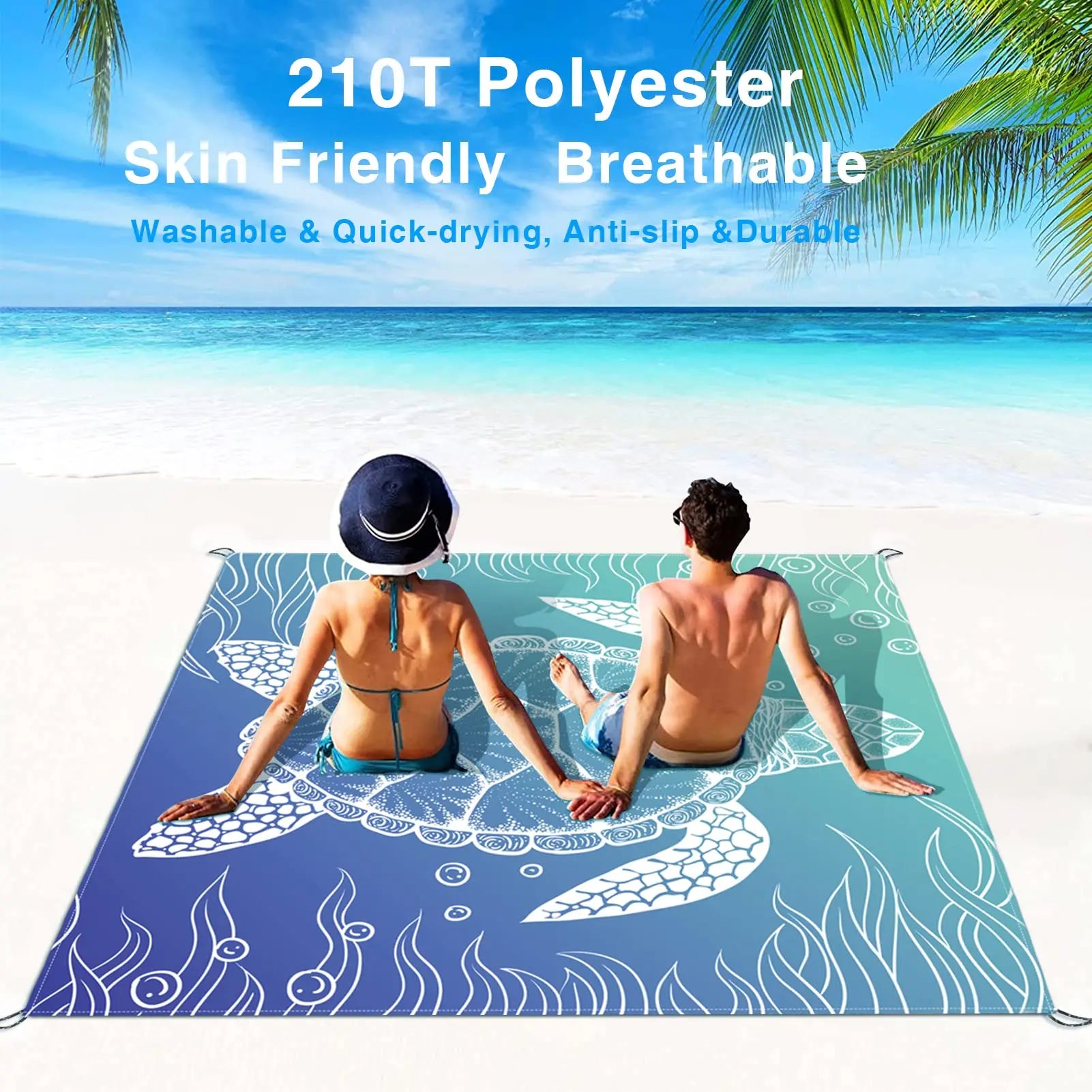 Beach Blanket Super Large 79 x 83 Inch Sandproof Waterproof Soft Comfortable Material Light Weight Portable for Beach Outdoor