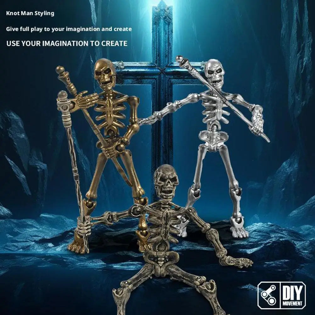 Halloween Magnetic Middle Ages Skeleton Posable Skeleton Human Shape Bones Halloween Haunted House Horror Props Skeleton Doll