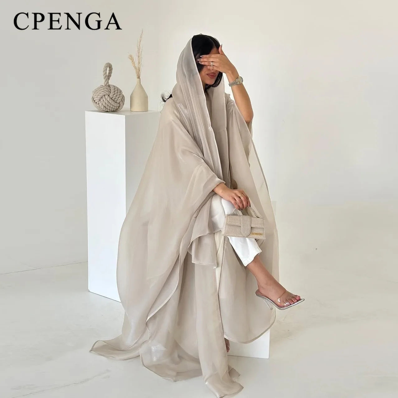 Elegant Arabic Satin Abaya Dress with Hijab Eid Muslim Women Modest Cardigan Islamic Vacation Outfit New in Turkey Kaftan Robe