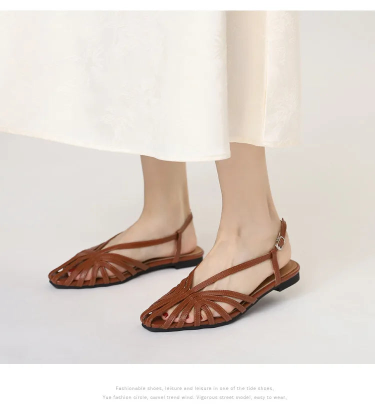 ZAROY Narrow Band Women Flat Sandals Large Size Designer Brand Banquet Wedding Shoes Summer Hollow Beach Gladiator Sandalias