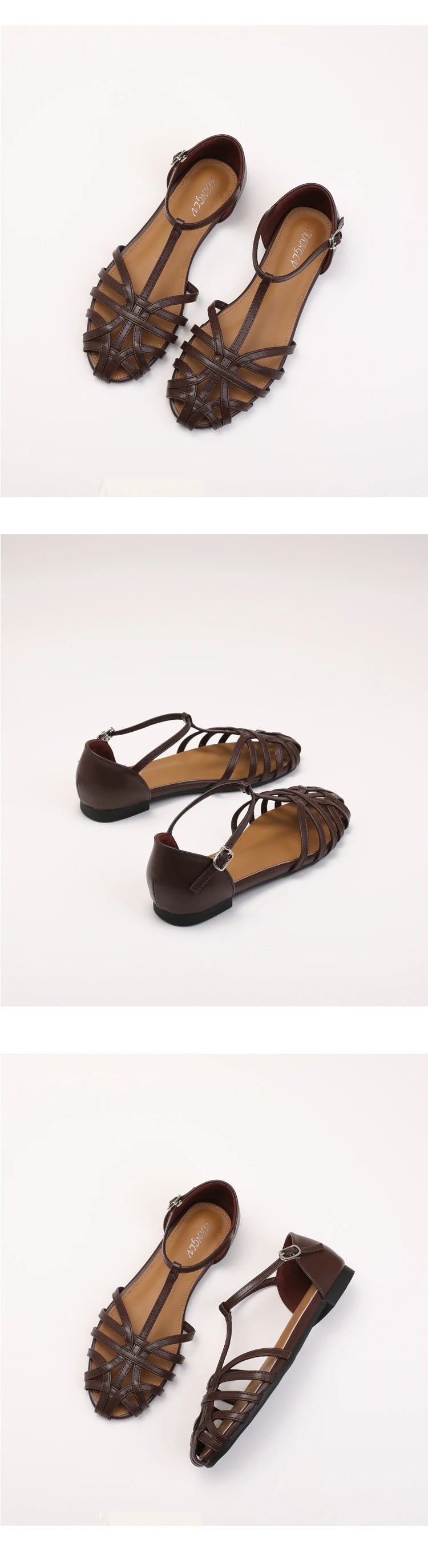 ZAROY Women's Sandals Summer Casual Footwear T-tied Cross Strap Flat Sandals Weave Hollow Roman Sandalia Zapatos сандали