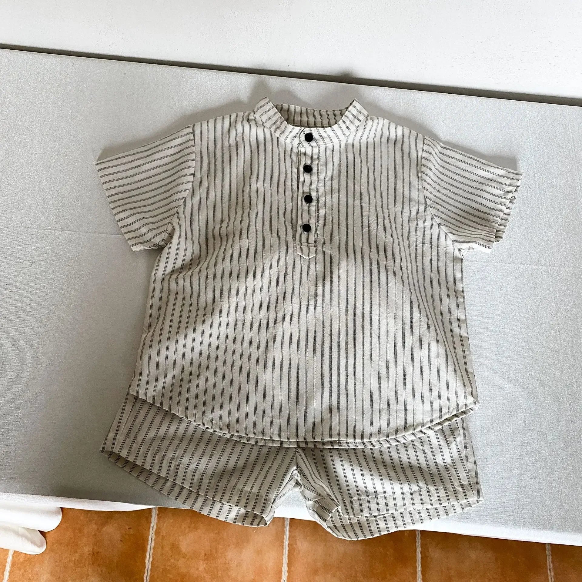 22004 Brother Sister Clothes Summer New Short Sleeve Stripes Baby Boy's Suit Or Cotton Girl Dress