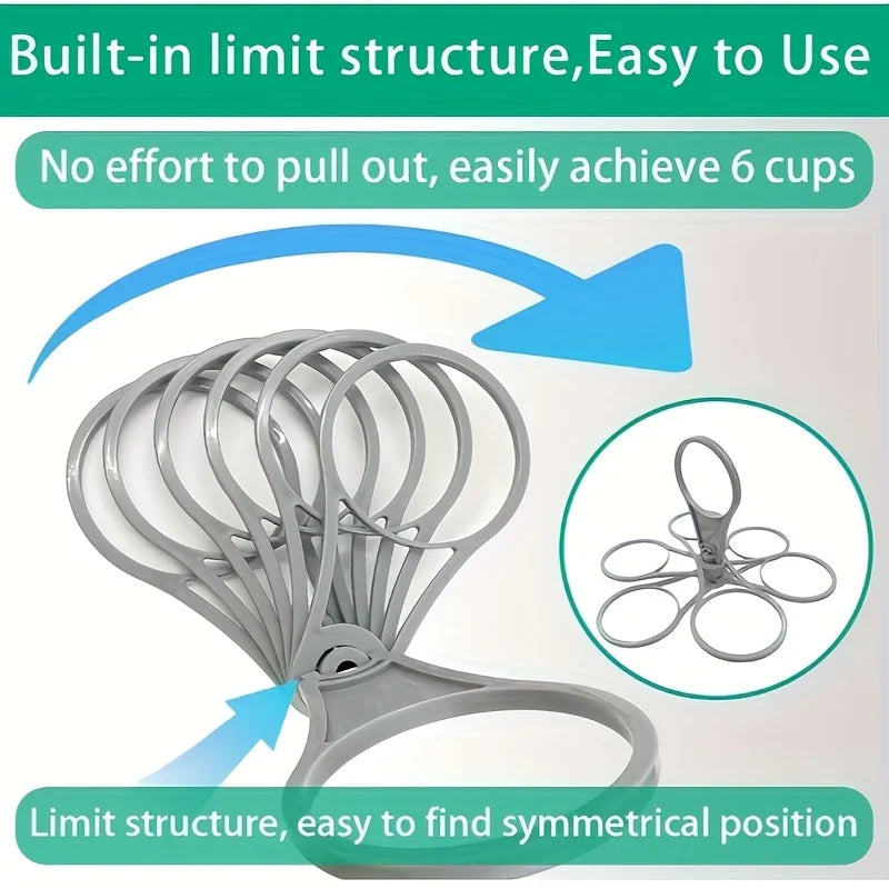 1/2pcs 6-Slot Portable Drink Holder Folding Beverage Tray with Handle Pocket-Sized for Outdoor Picnics Party Reusable Cup Holder