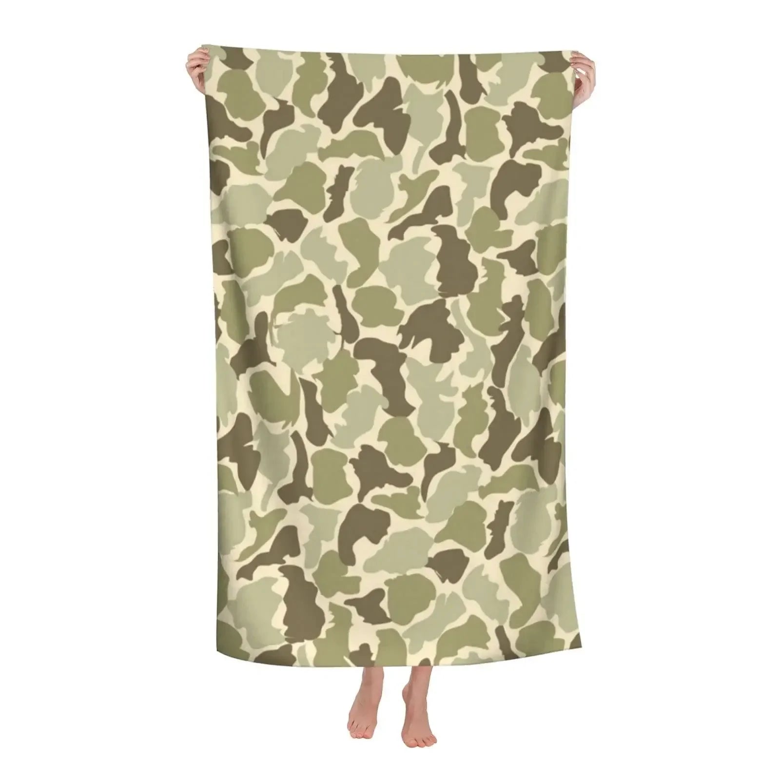 Camouflage Pattern Beach Towel Microfiber Soft Quick Dry Sand Free Towel Absorbent Large Bath Towel,Oversized Yoga Girls Boys