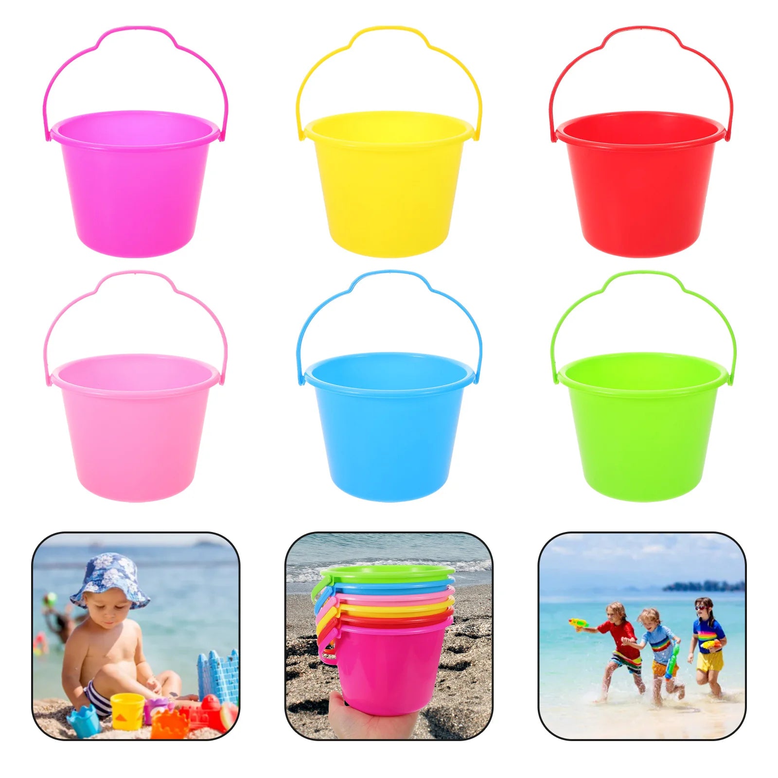 6pcs Children'S Sand Beach Pail Set Reusable Lightweight Outdoor Play For Summer Beach Activities Portable Multi-Use Sand