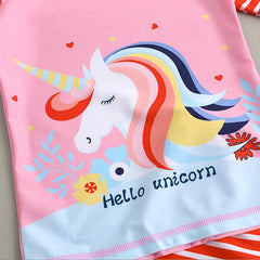 Boys Girls Cartoon Cute Swimwear Spring Summer Beach Clothing Set Sun Protection Long Sleeve Swimming Suits Kids Bathing Suit
