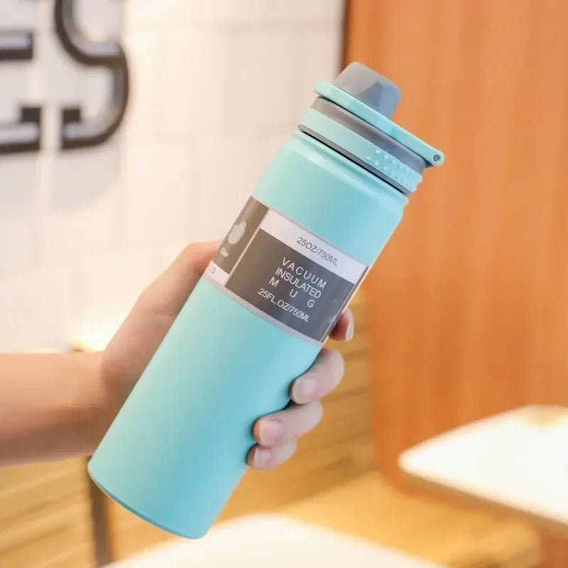 750ML Stainless Steel Outdoor Thermos Bottle Cup Large-Capacity Portable Sports Travel Car Water Cup Kettle Kids Water Bottle