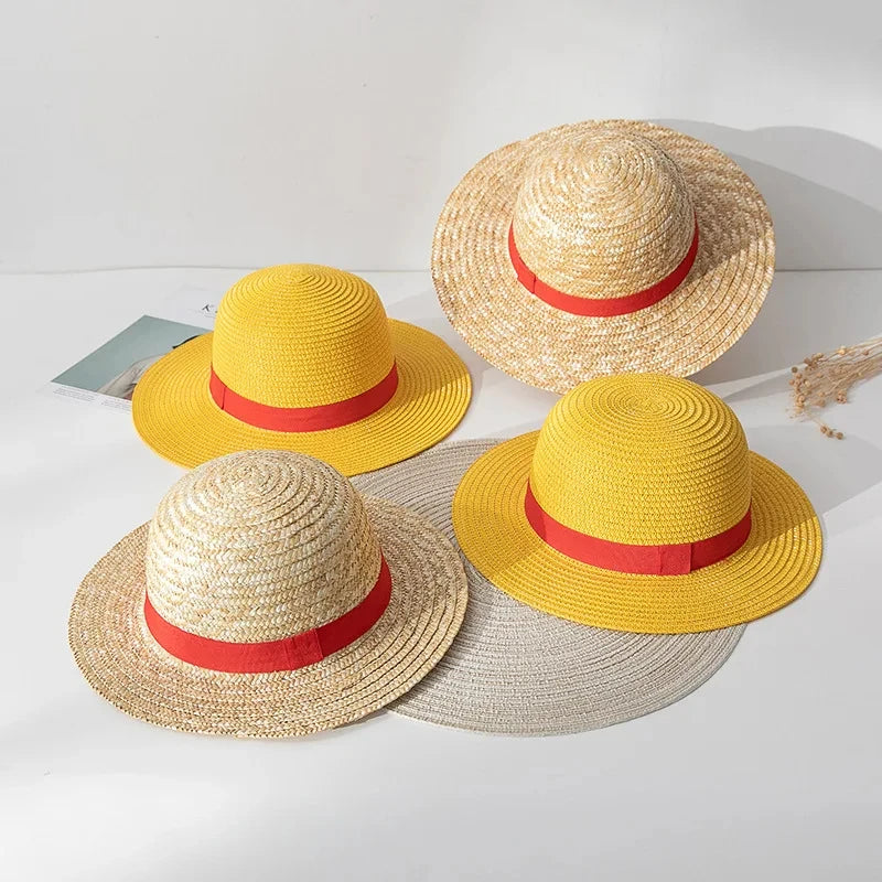 Luffy Straw Hat Anime Cosplay Prop Hat Role Play Performance Summer Beach Accessories Adult Unisex Sunshade Hat Halloween Gift