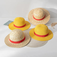 Luffy Straw Hat Anime Cosplay Prop Hat Role Play Performance Summer Beach Accessories Adult Unisex Sunshade Hat Halloween Gift