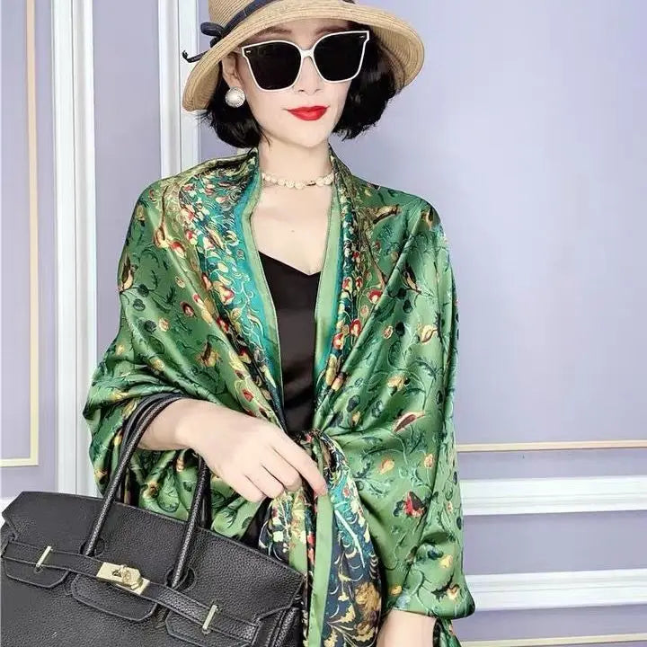 Travel Beach Scarve Bikini Large Sunscreen Shawl Design Floral Sarong Wrap Scarf Women Luxury Swimsuit Bathing Cover-up 90x180cm