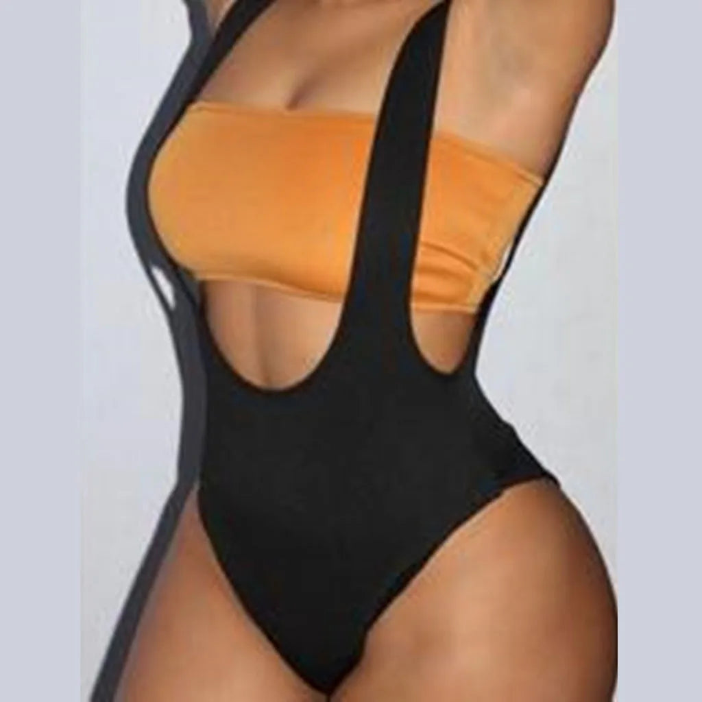 Beach Vacation One-Piece Wrap, Big V-Neck, Backless Thong, A Woman's Sexy Bathing Suit Exercise Women's Wear