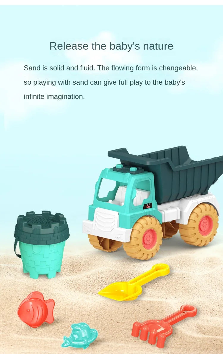 Beach Sand Play Tool Set Sand Bucket Sieve Funnel Sand Shovel Sand Wagon Watering Can Summer Outdoor Toys