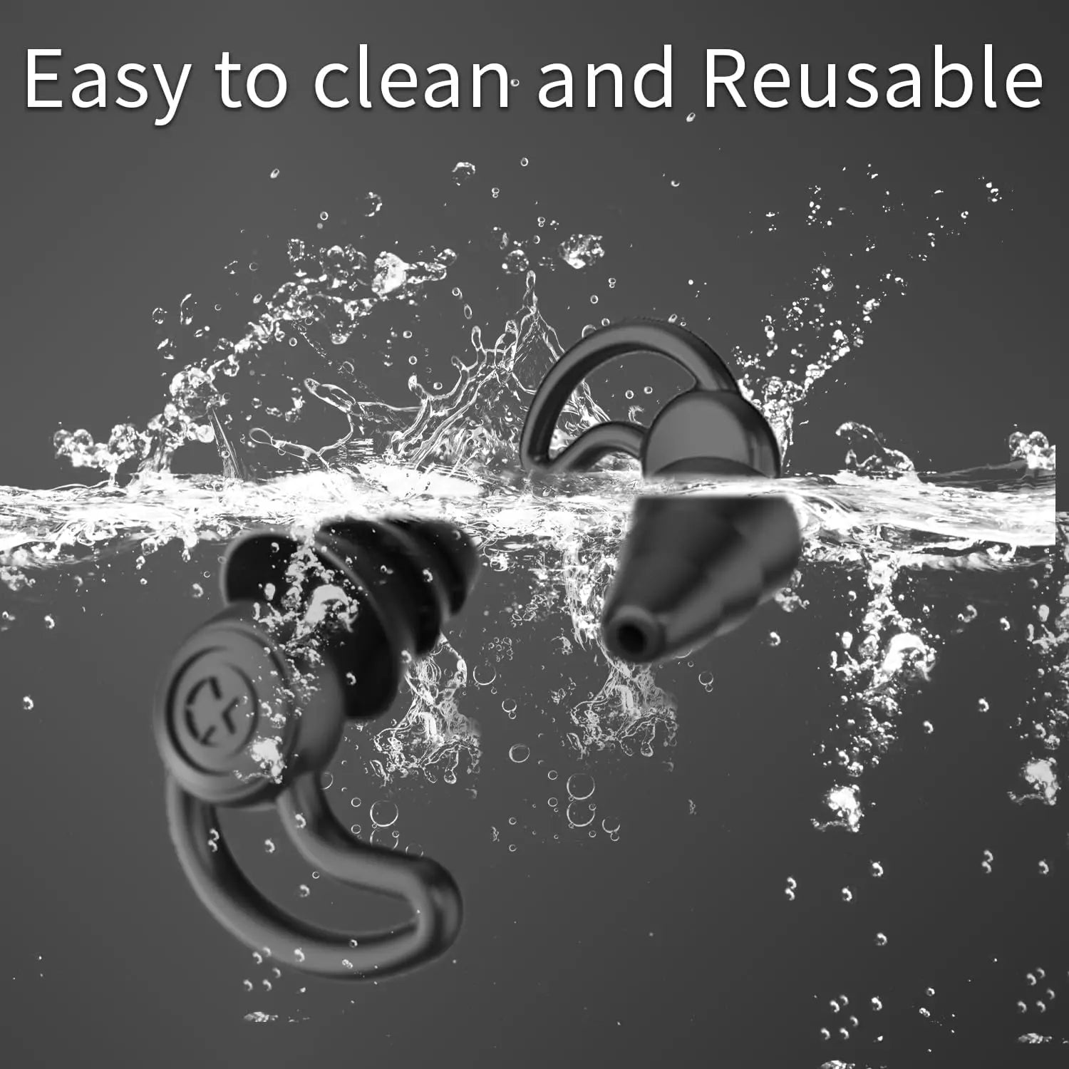 3 Pairs Reusable Waterproof Silicone Ear Plugs, Ear Water Blocking Noise Reduction Earplugs for Swimming Diving Surfing Pool Beach Shower Travel, With Storage Box, 2 Black & 1 White