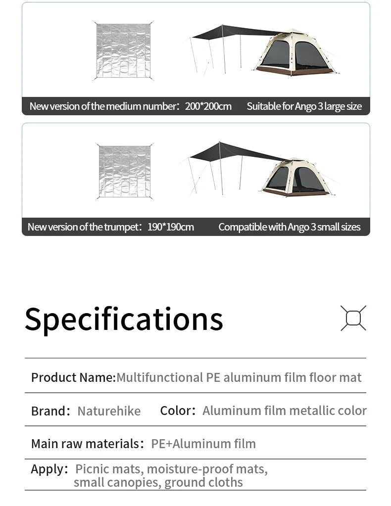 Naturehike Camping Groundsheet Foam Foil Blanket Multifunctional PE Aluminum Foil Moisture Outdoor Beach Picnic Mat Waterproof
