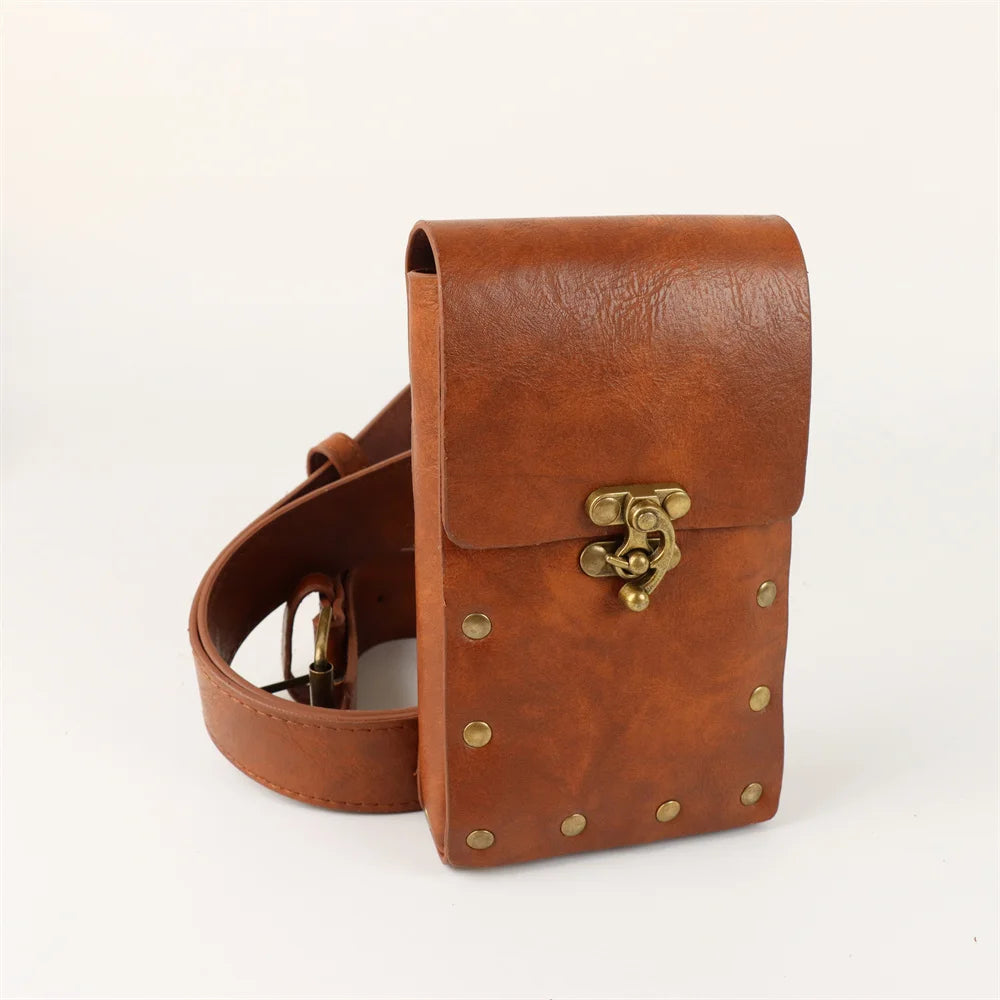 4PCS/1PCS MedievalCosplayLeather Belt Copper Coin Waist Bag Renaissance Dress Steam Belt Role Playing Halloween Belt Set Cosplay