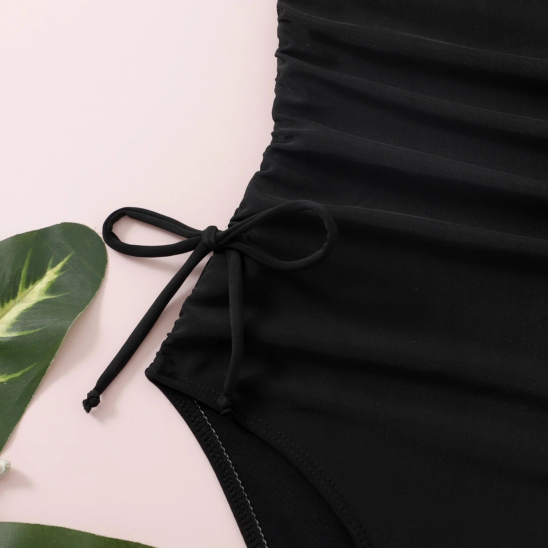 Black Girls One Piece Swimsuit 7-12 Year Kids Swim Suit Teenage Children's Swimwear 2024 Drawstring Bathing Suits Beach Bodysuit