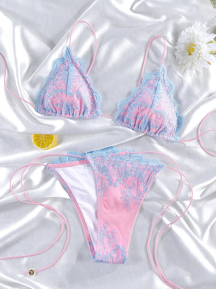 Bikinis Women's Swimming Suits Triangle Bathing Suits Bandage Swimwear Female Biquini Solid Sexy Bikini Set Summer
