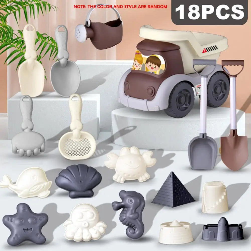 Kids Beach Toy Set: Sand & Water Play Kit with Bucket Hourglass Shovel & Rake Outdoor Summer Garden Toys for Toddlers