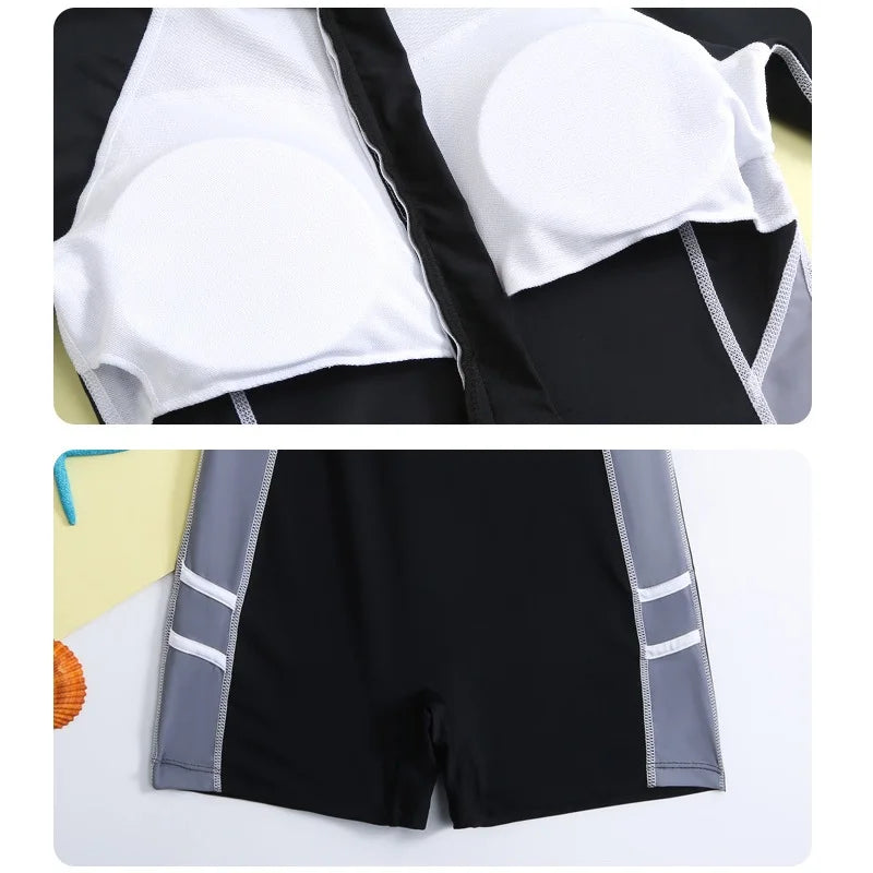 Girls Swimsuit Summer Kids One Piece Bathing Suit Children Beachwear Short Sleeve Solid Swimming Clothes Girl Swimwear