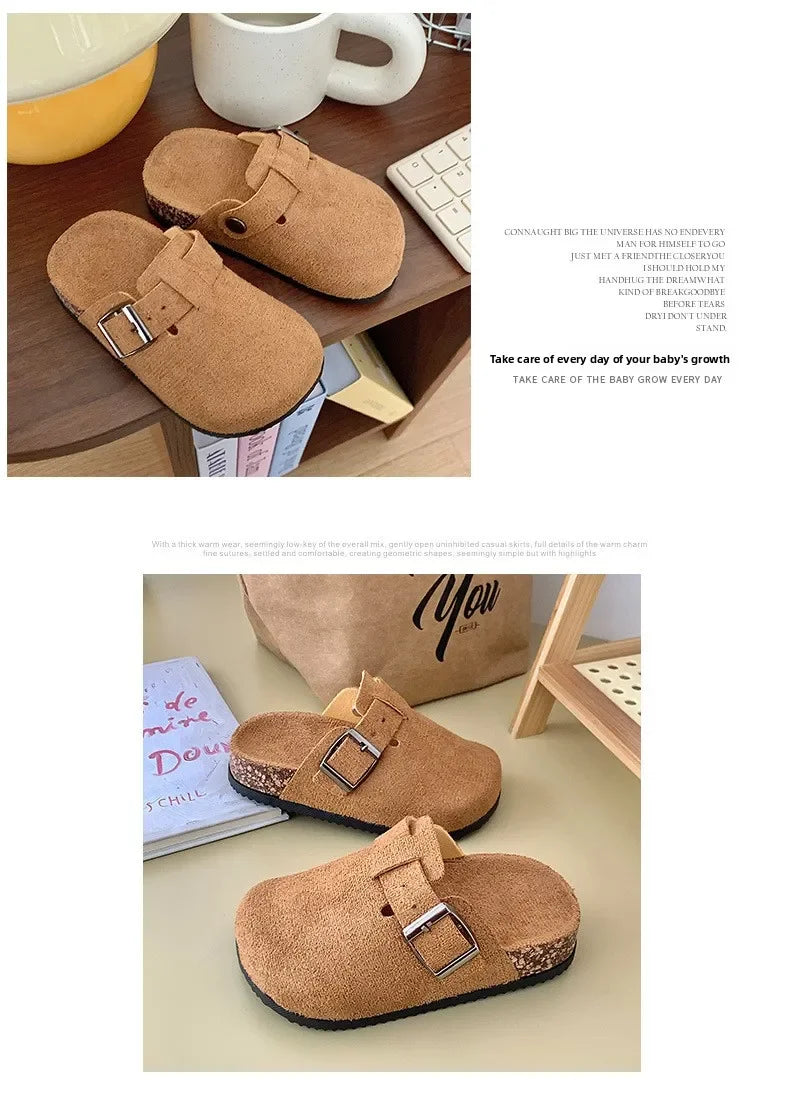 Children's Slippers for Home Simple Solid Color Girls New Flat Mules Fashion Non-slip Versatile Slippers Causal Kids Flip Flops