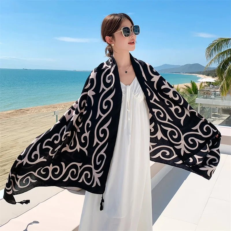20 Styles 90x180cm Cotton Linen Summer Beach Dress Bikini Cover-ups Sarong Wrap Scarf Women Brazilian Swimsuit Bathing Cover Up