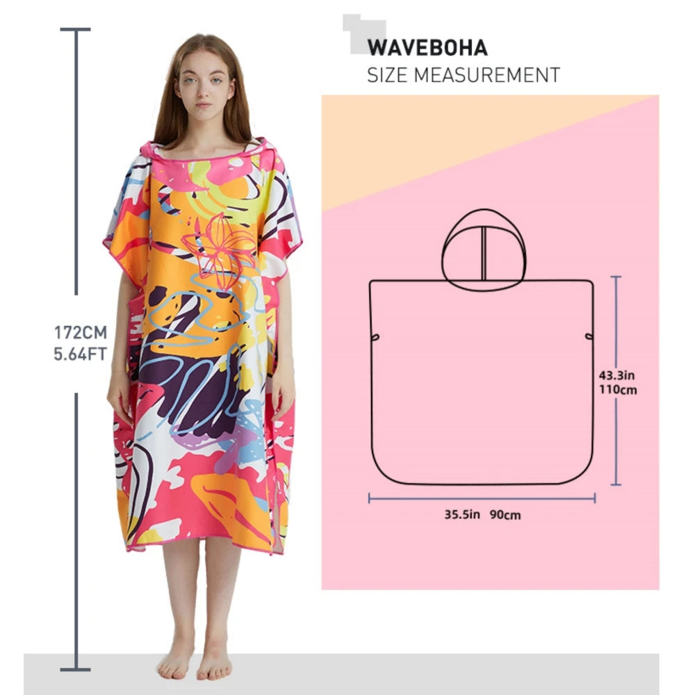 Surf Poncho Towel Poncho Quick-Dry Towel Hoodie Microfiber Beach Robe Changing Poncho Swim Towel Beach Poncho For Adults (A19)