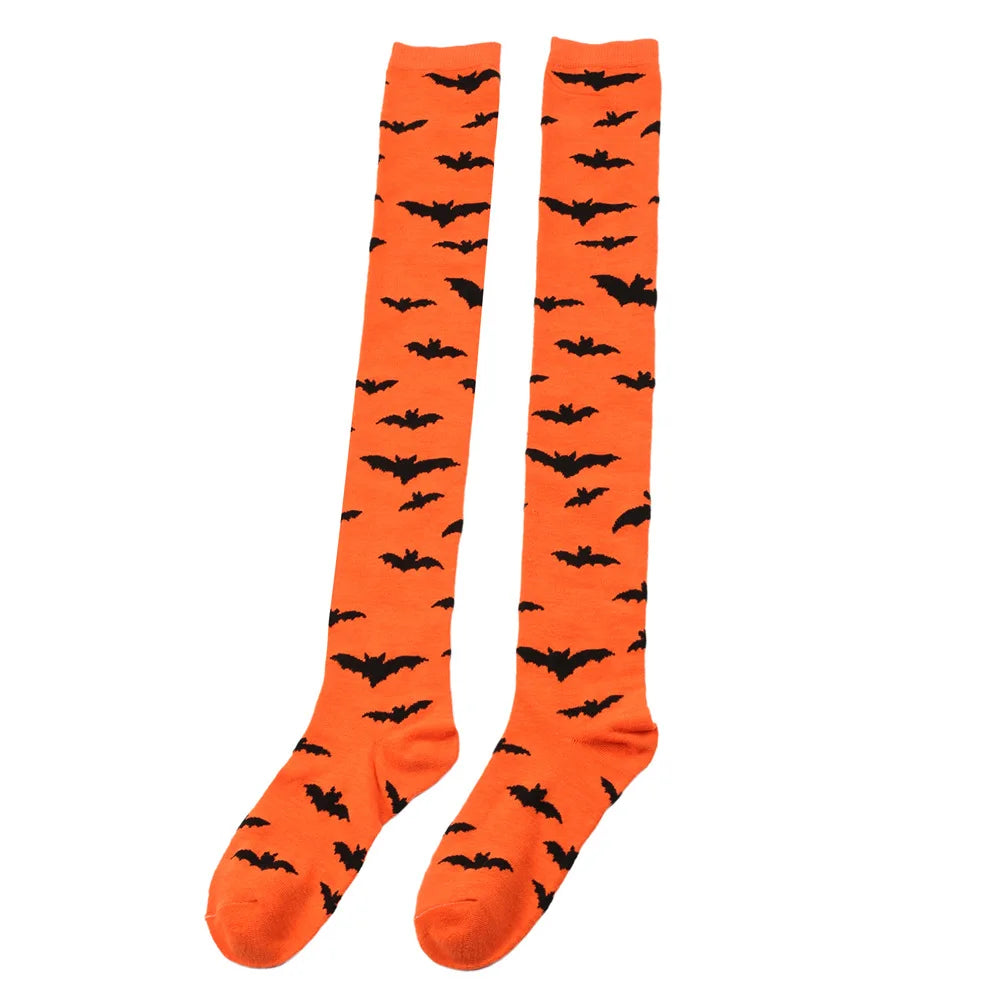 Halloween Stockings Blood Bat Spider Web Socks Festival Dress Up Props Cosplay Makeup Ball Party Skull Head Bone Long Socks New