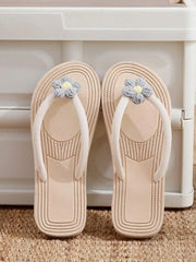 Women Flat Sandals Thong Flip Flops Cute Pink Open Toe Beach Shoes, Simple Style For Holiday & Beach
