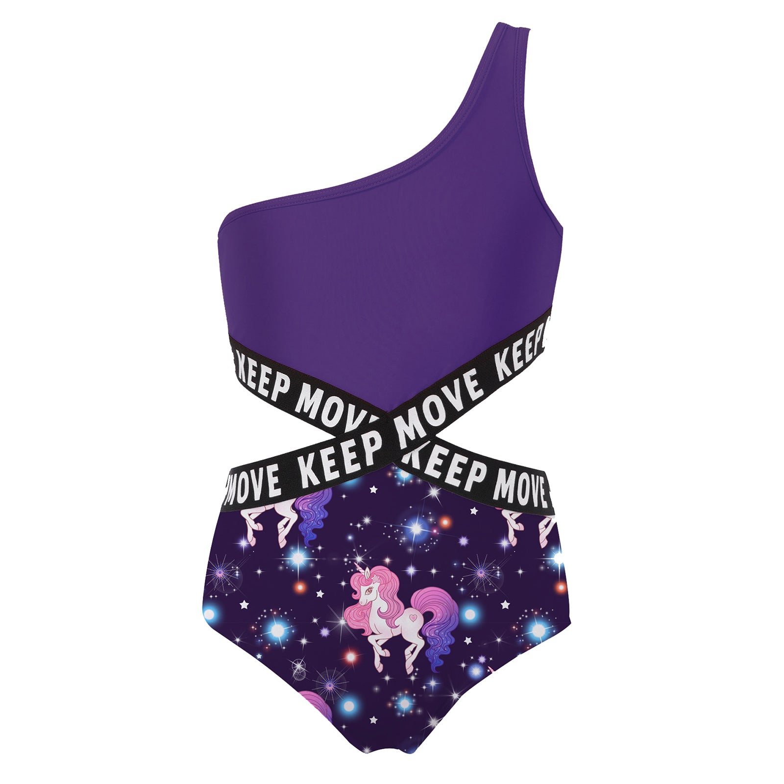 Kids Girls Hollow Out One-piece Swimwear Single Shoulder Letter Print Bodysuit Swimsuit Pool Bathing Suit Beachwear Sportswear