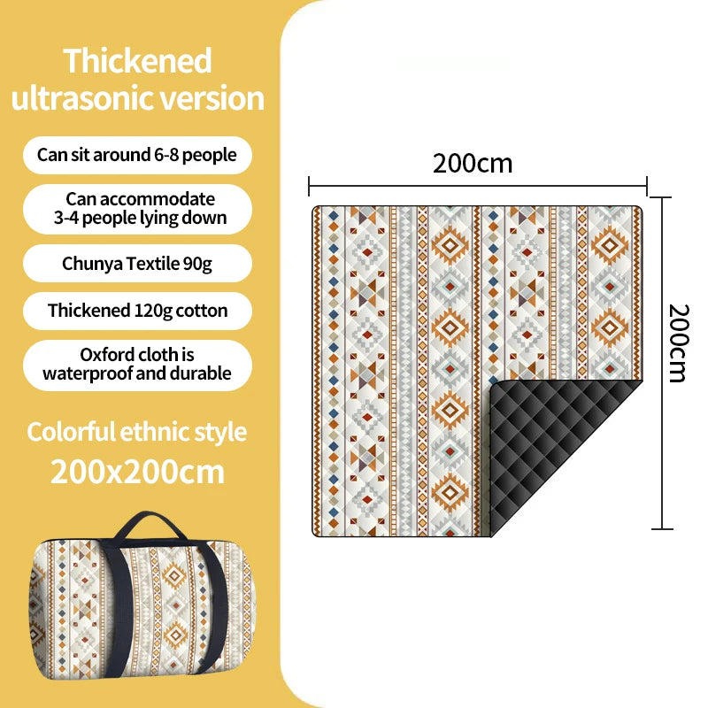 Waterproof Picnic Blanket 200x300CM Large Beach Blanket Outdoor Picnic Mat Beach Mat with Carrying Handle for Camping Beach