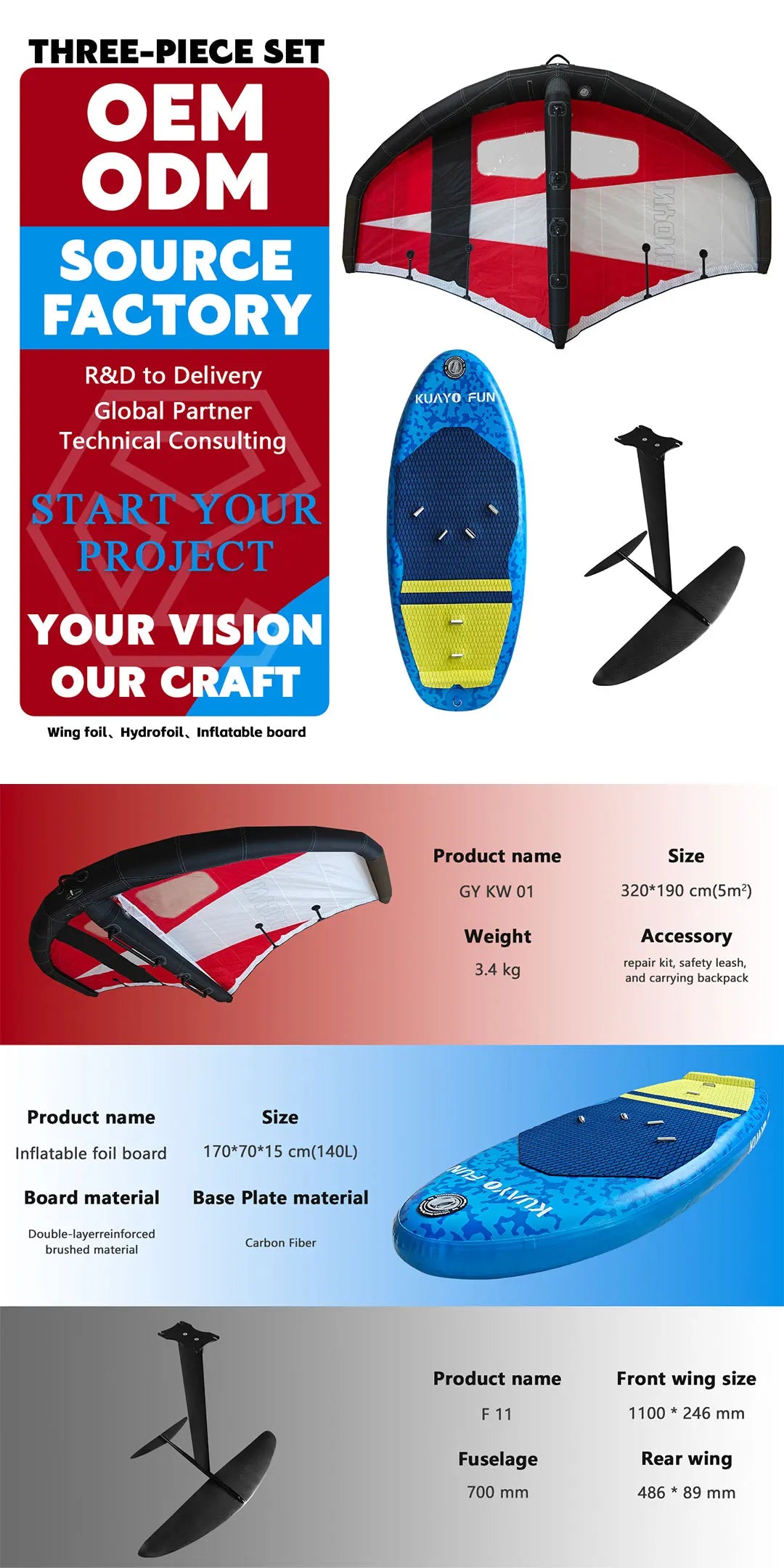 Hot Selling Carbon Sup Wing Foil Set Kitesurfing Kites Surfboard 3 Piece Set With Inflatable Sup Board Includes Pump Hydrofoil