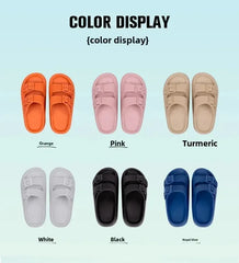 Soft Sole Beach Slippers Men Summer Adjustable Buckle Non-Slip Home Woman Comfortable Thick Bottom Sandals