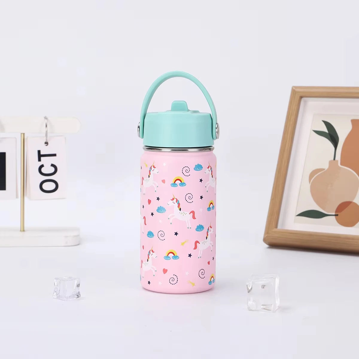 Cartoon Handheld Water Bottle,Fashion Leak-Proof Vacuum Cup,Stainless Steel Insulated Water Bottle for Children Daily Use