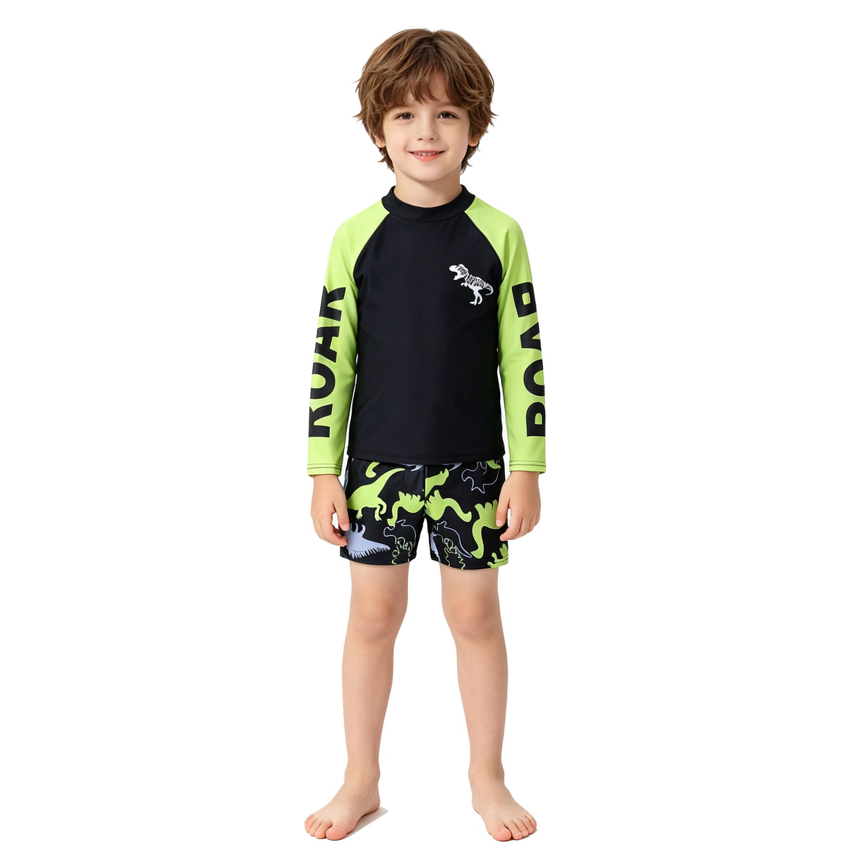 Boys Swimsuits Two Pieces Toddler 3 4 5 6 7 8 9 10 11 Years Long Sleeve Kids Swimwear Set Tops+Shorts Swim Outfits Bathing Suit