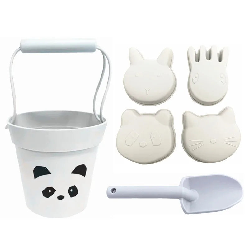 Summer Outdoor Parent Child Interactive Toy Silicone Beach Bucket Set  Baby Sand Digging And Water Play Tools