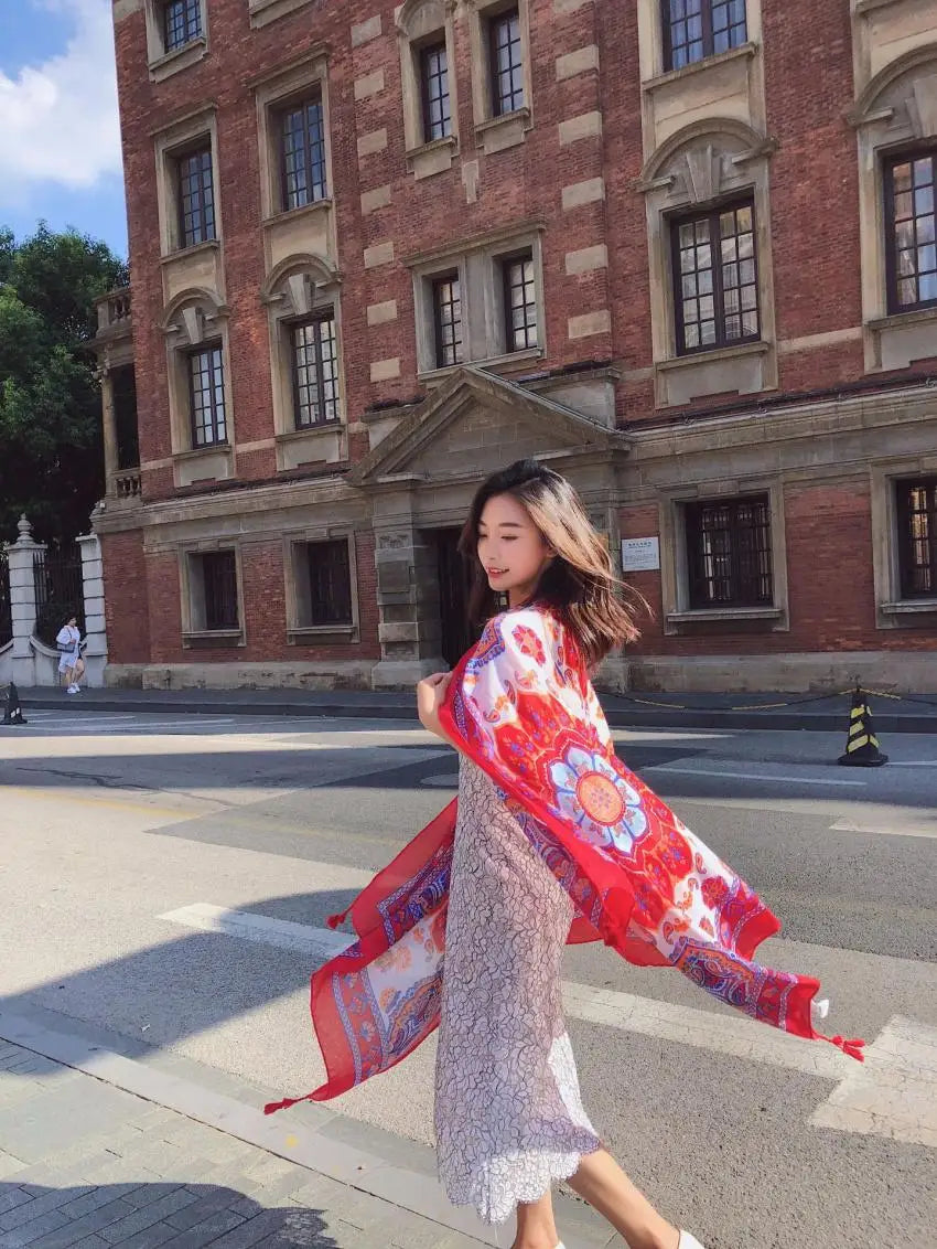 Fashions 90x180cm Twill Cotton Pareo Beach Cover-Ups Women Large Beach Dress Bikini Bathing Swimwear Cover Up Sarong Wrap Scarf