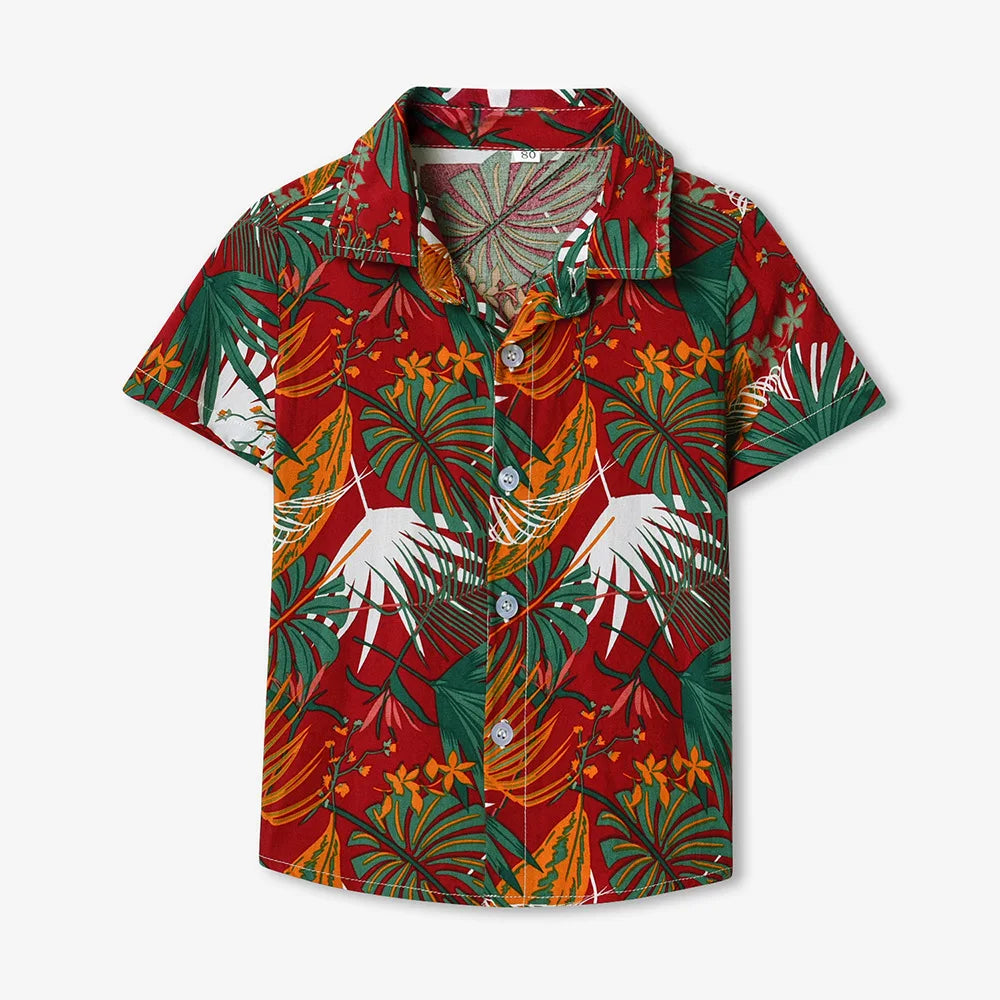 Seaside Holiday Dad-son Matching Summer Shirt Beach Style Short-sleeved Flower Shirt Family Matching Shirts Dad and Son Shirts