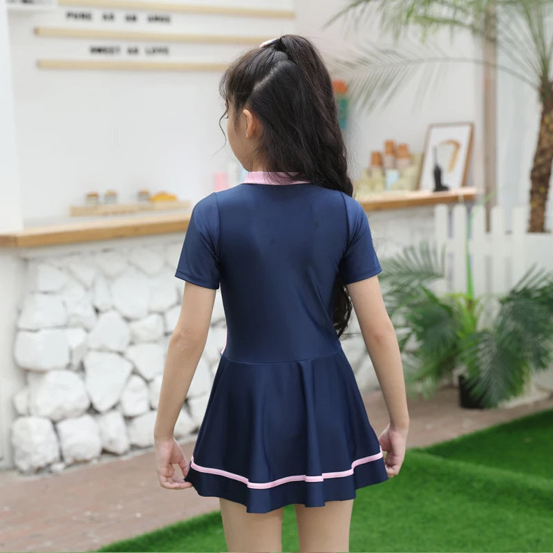 Swimming Suit Girls Zipper Swimmingsuit Girl Kids One Piece Swimsuit Flower Patchwork Swimming Suit For Girls